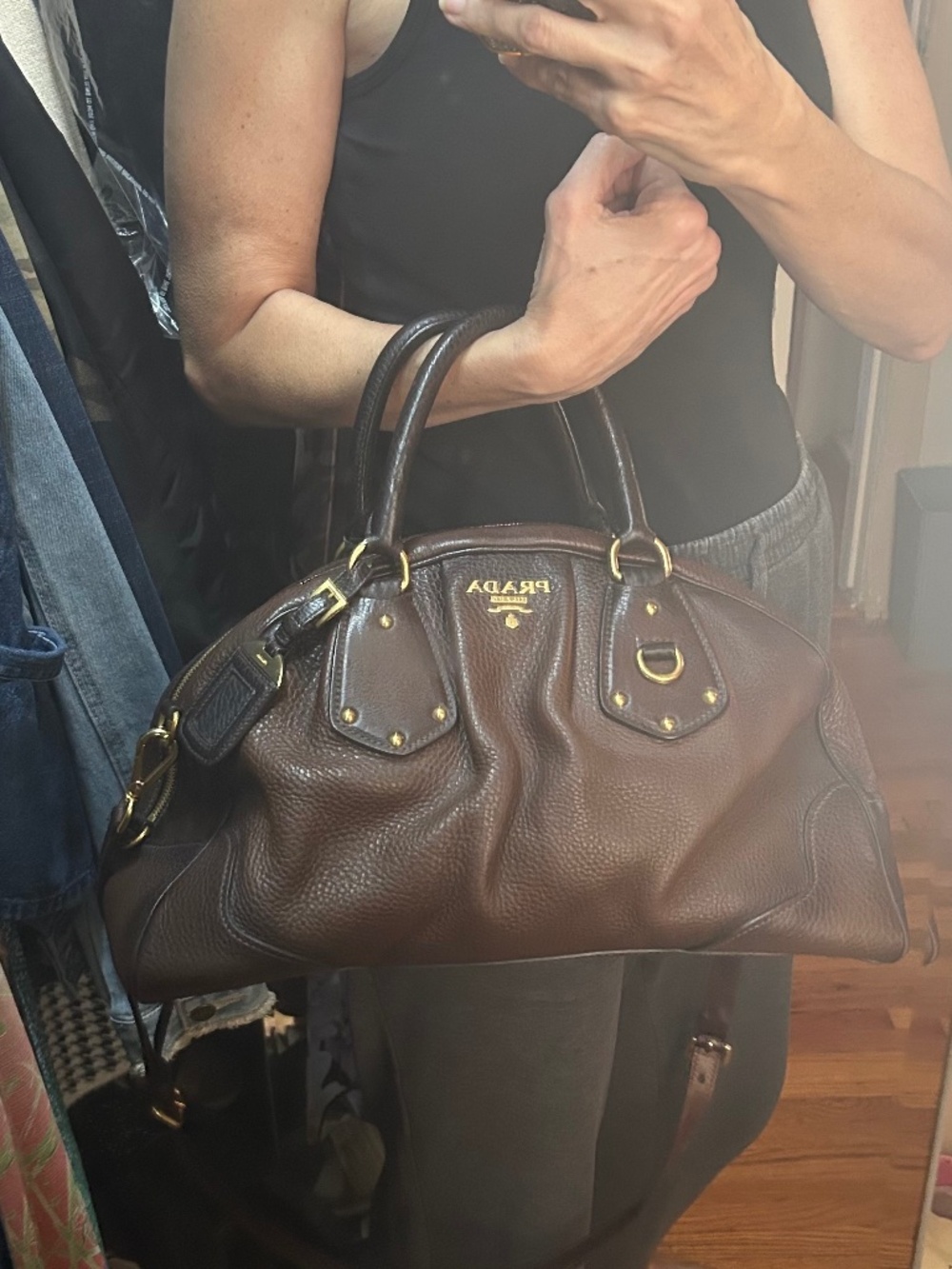 Prada Cervo Antik Leather Bowler Bag - Picture 16 of 16